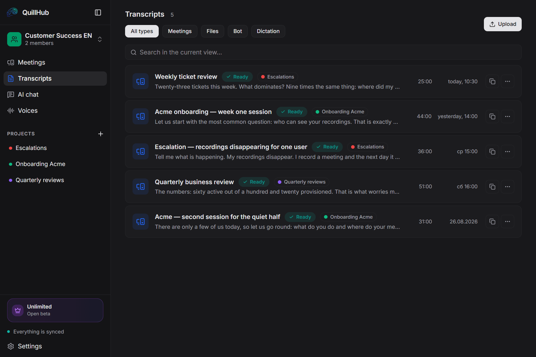 QuillHub · Customer Success
